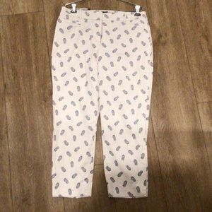 Women's Talbots 'The Perfect Crop' 10 Curvy, color is cream with navy pineapples